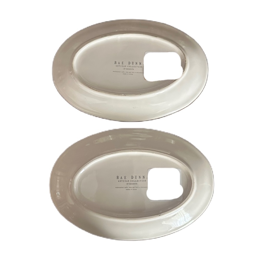 Rae Dunn July 4th Stars and Stripes Oval Plates Set of 2 American Patriot Decor - Picture 2 of 7